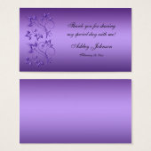 紫と黒のフローラパーティーの好意ラベル (正面&裏面)