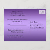 紫と黒のフローラR.S.V.Pはがき インビテーションポストカード (裏面)