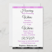 紫と黒のプレイドベビーシャワー招待状 招待状 (裏面)