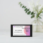 紫と黒のプロフェッショナル清掃サービス 名刺 (スタンド正面)