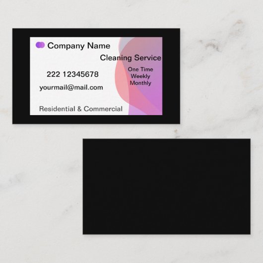 紫と黒のプロフェッショナル清掃サービス 名刺 (正面/裏面)