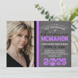 紫と黒のポープリント卒業発表 招待状