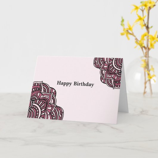 紫と黒のメダリオンデザイン カード (黄色い花)