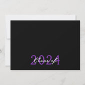 紫と黒のユニークフィルムストリップ6写真卒業 招待状 (裏面)