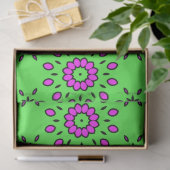 紫と黒のライムグリーンフローラデコページ 薄葉紙 (ギフト)