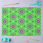 紫と黒のライムグリーンフローラデコページ 薄葉紙 (クラフト)