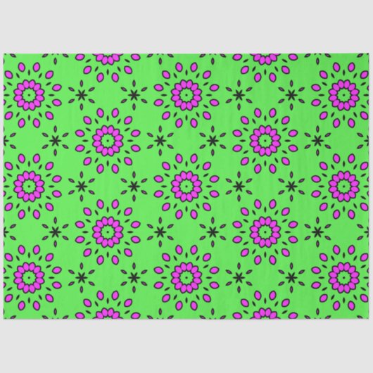 紫と黒のライムグリーンフローラデコページ 薄葉紙 (正面)