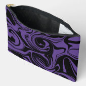紫と黒のレトロな大理石の渦巻き アクセサリーポーチ (見開き)
