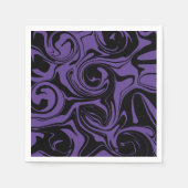 紫と黒のレトロな大理石の渦巻き スタンダードカクテルナプキン (正面)