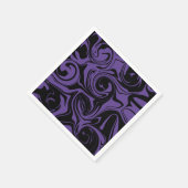 紫と黒のレトロな大理石の渦巻き スタンダードカクテルナプキン (角)