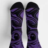 紫と黒のレトロな大理石の渦巻き ソックス (上部)
