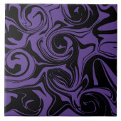 紫と黒のレトロな大理石の渦巻き タイル (正面)