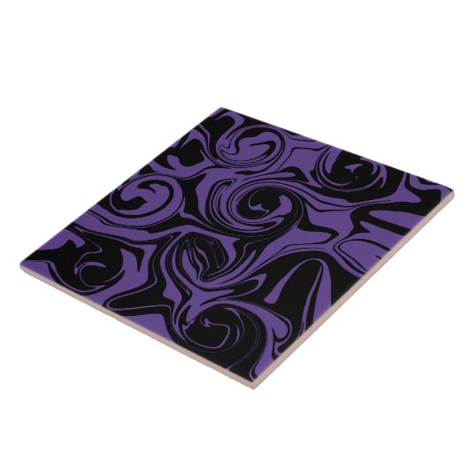 紫と黒のレトロな大理石の渦巻き タイル (側面)