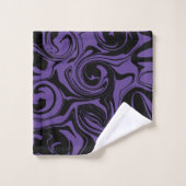紫と黒のレトロな大理石の渦巻き バスタオルセット (ウォッシュタオル)