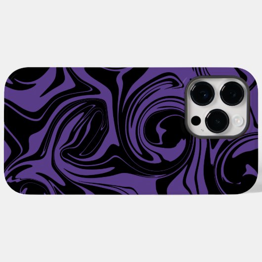 紫と黒のレトロな大理石の渦巻き Case-Mate iPhoneケース (裏面 (横))