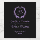 紫と黒のローレルリースワインラベル ワインラベル (シングルラベル)