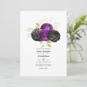 紫と黒のヴィンテージゴシックフローラ 招待状 (スタンド正面)