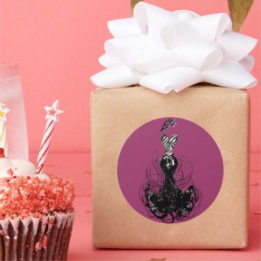 紫と黒のヴィンテージディーバファッション ラウンドシール (パーティー)