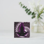 紫と黒の仲介ヨガビジネスカード スクエア名刺 (スタンド正面)