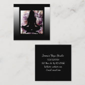 紫と黒の仲介ヨガビジネスカード スクエア名刺 (正面/裏面)