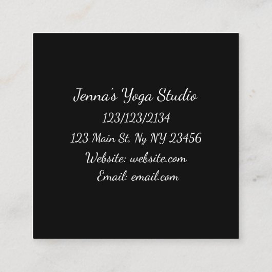 紫と黒の仲介ヨガビジネスカード スクエア名刺 (裏面)
