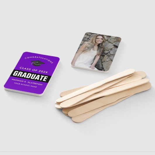 紫と黒の写真卒業ハンドファン ハンドファン (組立なし)