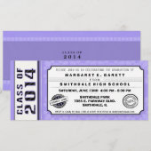 紫と黒の卒業パーティー招待チケット 招待状 (正面/裏面)