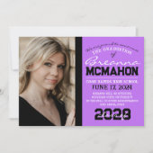 紫と黒の卒業式2写真のお知らせ 招待状 (正面)