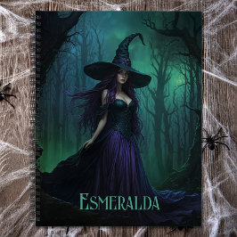 紫と黒の名の邪悪なハロウィーンの魔女 ノートブック