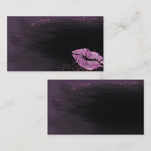紫と黒の唇の名刺テンプレート 名刺 (正面/裏面)