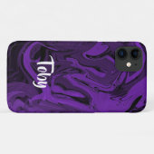 紫と黒の大理石を研磨 Case-Mate iPhoneケース (裏面(横))