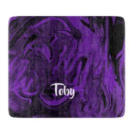 紫と黒の大理石ポリッシュ カッティングボード