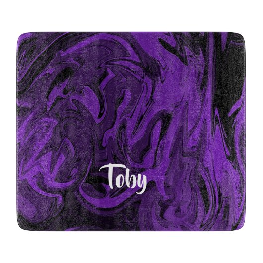 紫と黒の大理石ポリッシュ カッティングボード (正面)