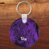 紫と黒の大理石ポリッシュ キーホルダー (正面)