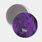 紫と黒の大理石ポリッシュ マグネット (正面/裏面)