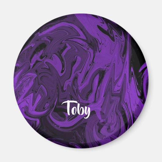 紫と黒の大理石ポリッシュ マグネット (正面)