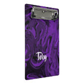 紫と黒の大理石ポリッシュ ミニクリップボード (アングル)