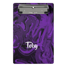 紫と黒の大理石ポリッシュ ミニクリップボード