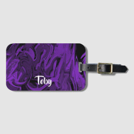 紫と黒の大理石ポリッシュ ラゲッジタグ