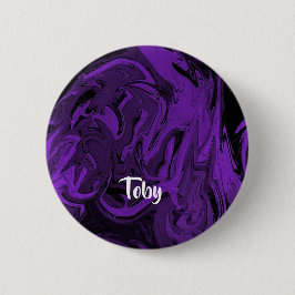 紫と黒の大理石ポリッシュ 缶バッジ