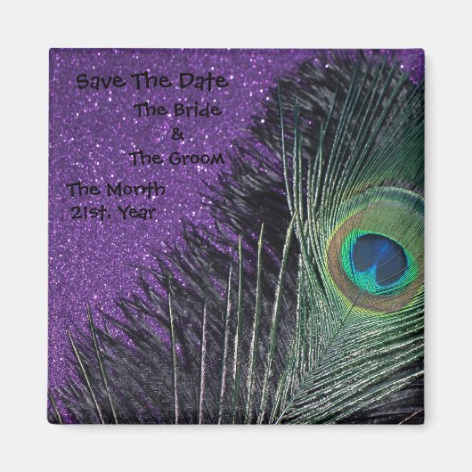 紫と黒の孔雀結婚の磁石 マグネット (正面)