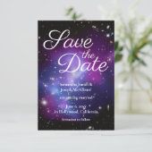 紫と黒の宇宙写真 Save the Date 招待状 (スタンド正面)