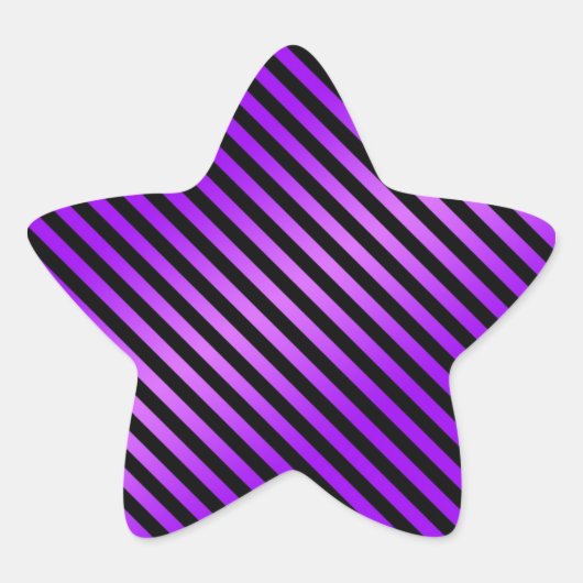 紫と黒の対角線のストライプ 星シール (正面)