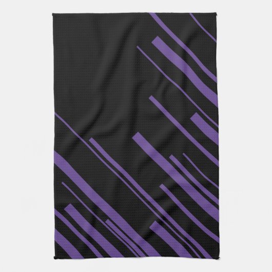 紫と黒の対角線 キッチンタオル (縦)