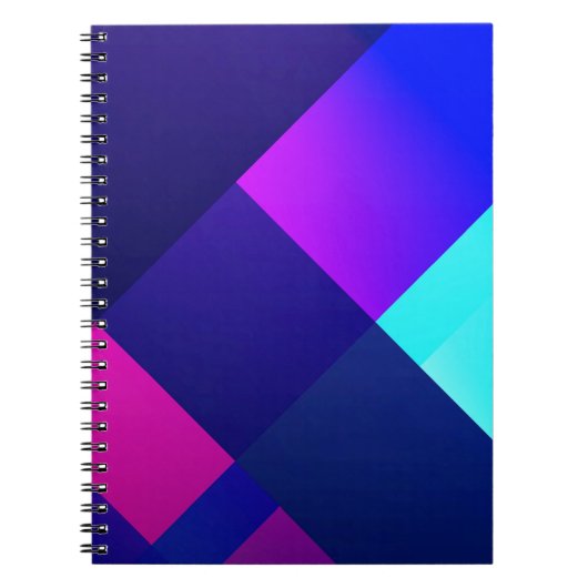 紫と黒の市松模様にイラストレーション ノートブック (正面)
