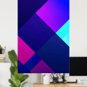 紫と黒の市松模様にイラストレーション ポスター (ホームオフィス)