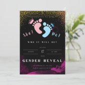 紫と黒の性別リビール招待状 招待状 (スタンド正面)