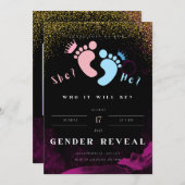 紫と黒の性別リビール招待状 招待状 (正面/裏面)