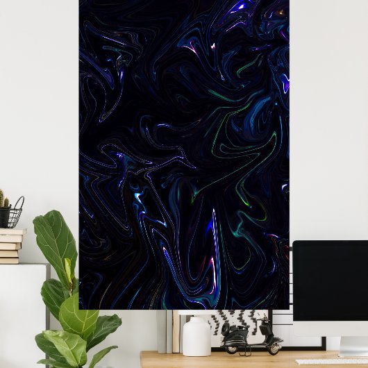 紫と黒の抽象芸術絵画の ポスター (ホームオフィス)