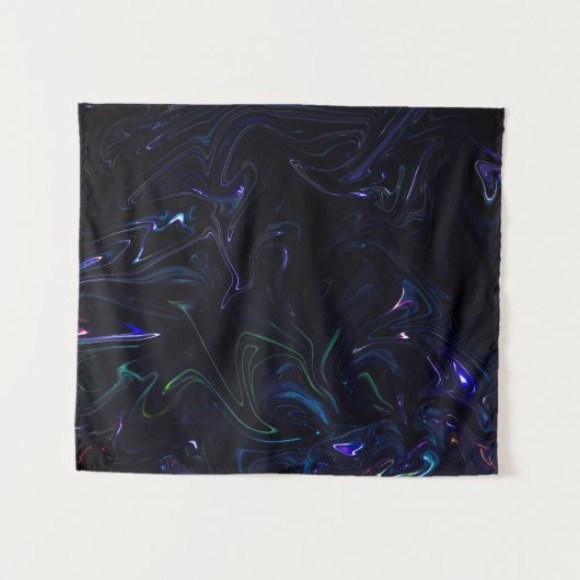 紫と黒の抽象芸術絵画 タペストリー (正面(横))